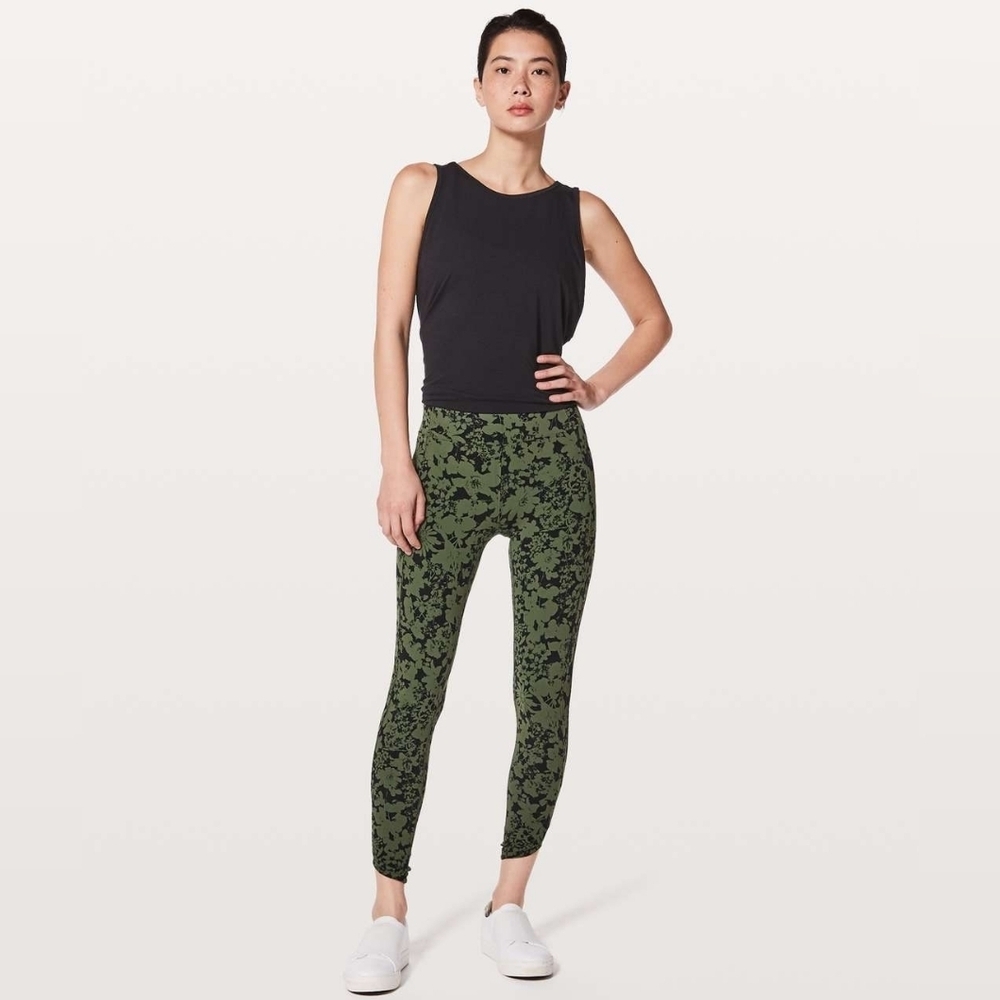 LULULEMON ALL YOU DO TIGHT 25" EFFORVESCENT BARRACKS GREEN BLACK SIZE 6
